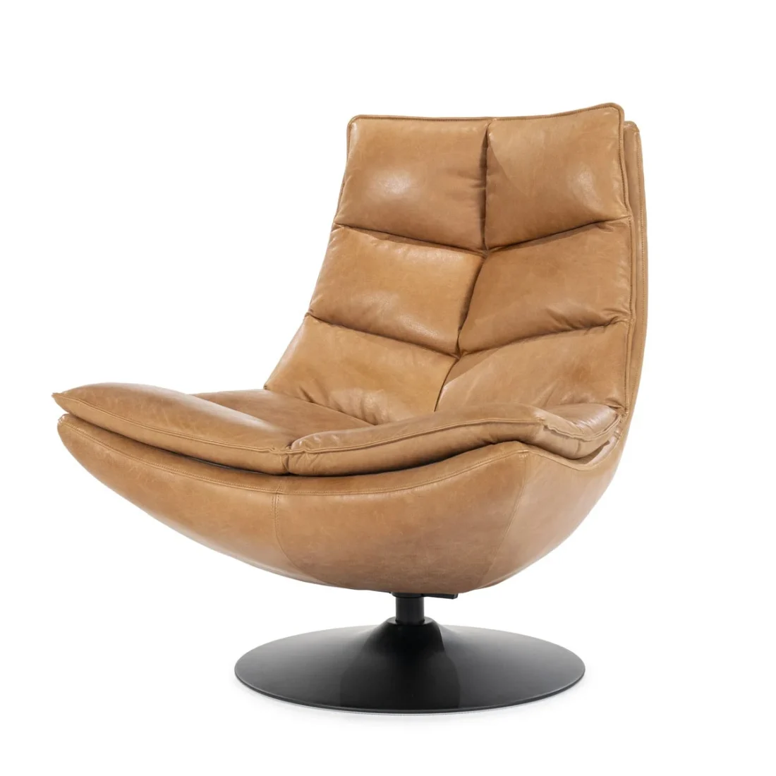 Voorkant Eleonora fauteuil Sven draaibaar cognac