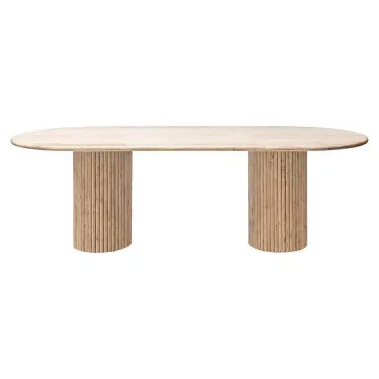 Voorkant Richmond Interiors eettafel La Cantera 240 cm ovaal travertin