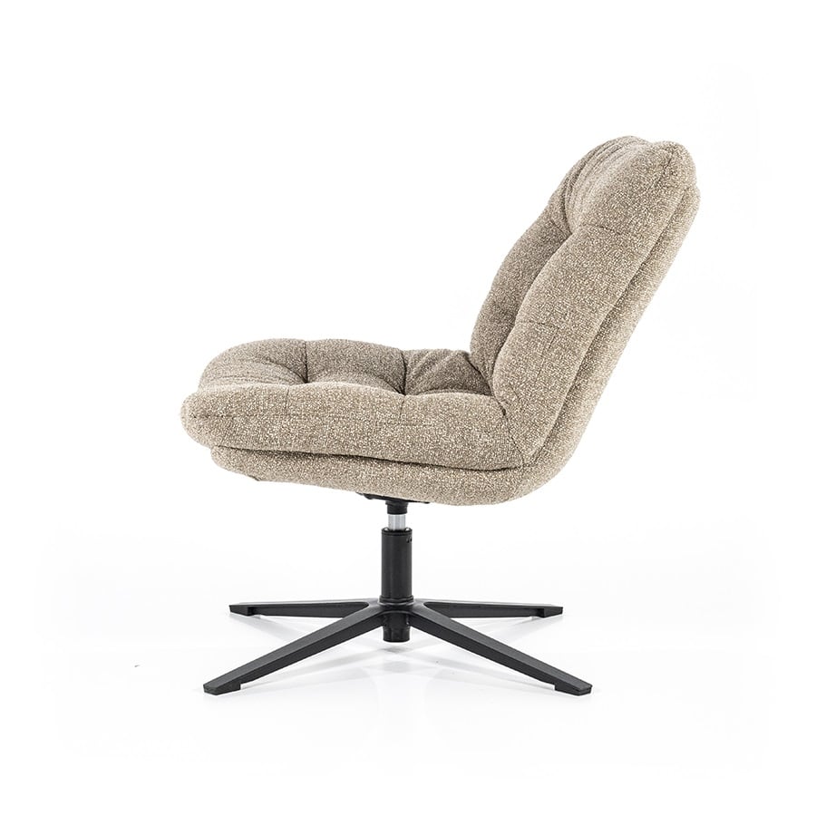 Zijkant Eleonora fauteuil Danicia draaibaar beige