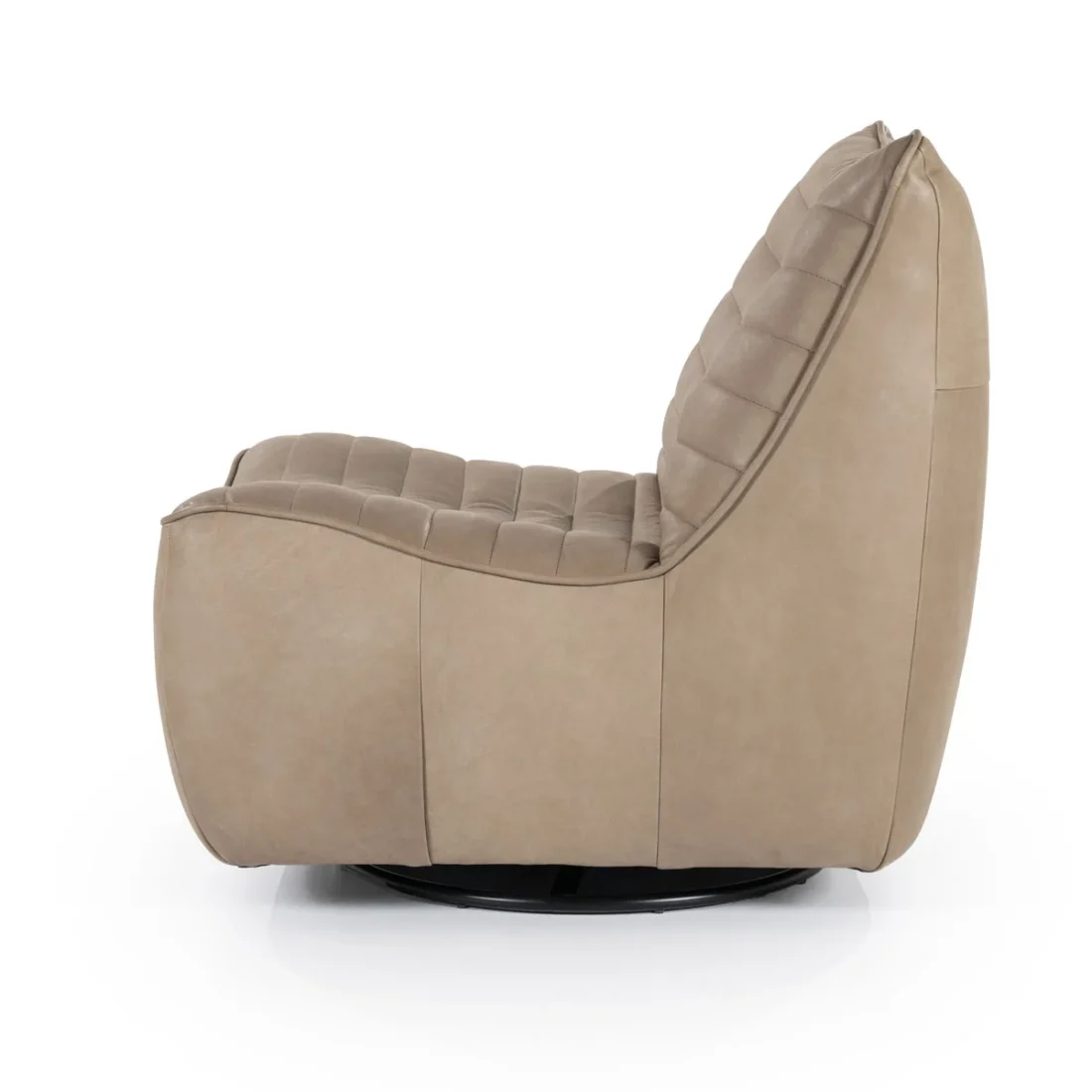 Zijkant Eleonora fauteuil Matthew draaibaar taupe