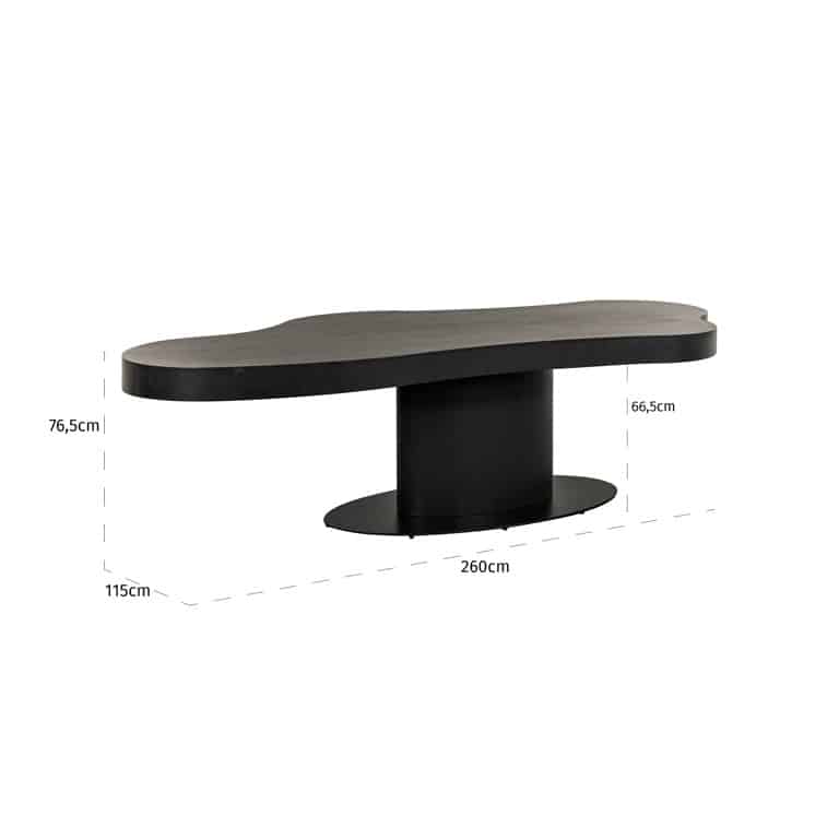 Afmetingen Richmond Interiors eettafel Bogor 260x115x76,5 cm donkerbruin eiken