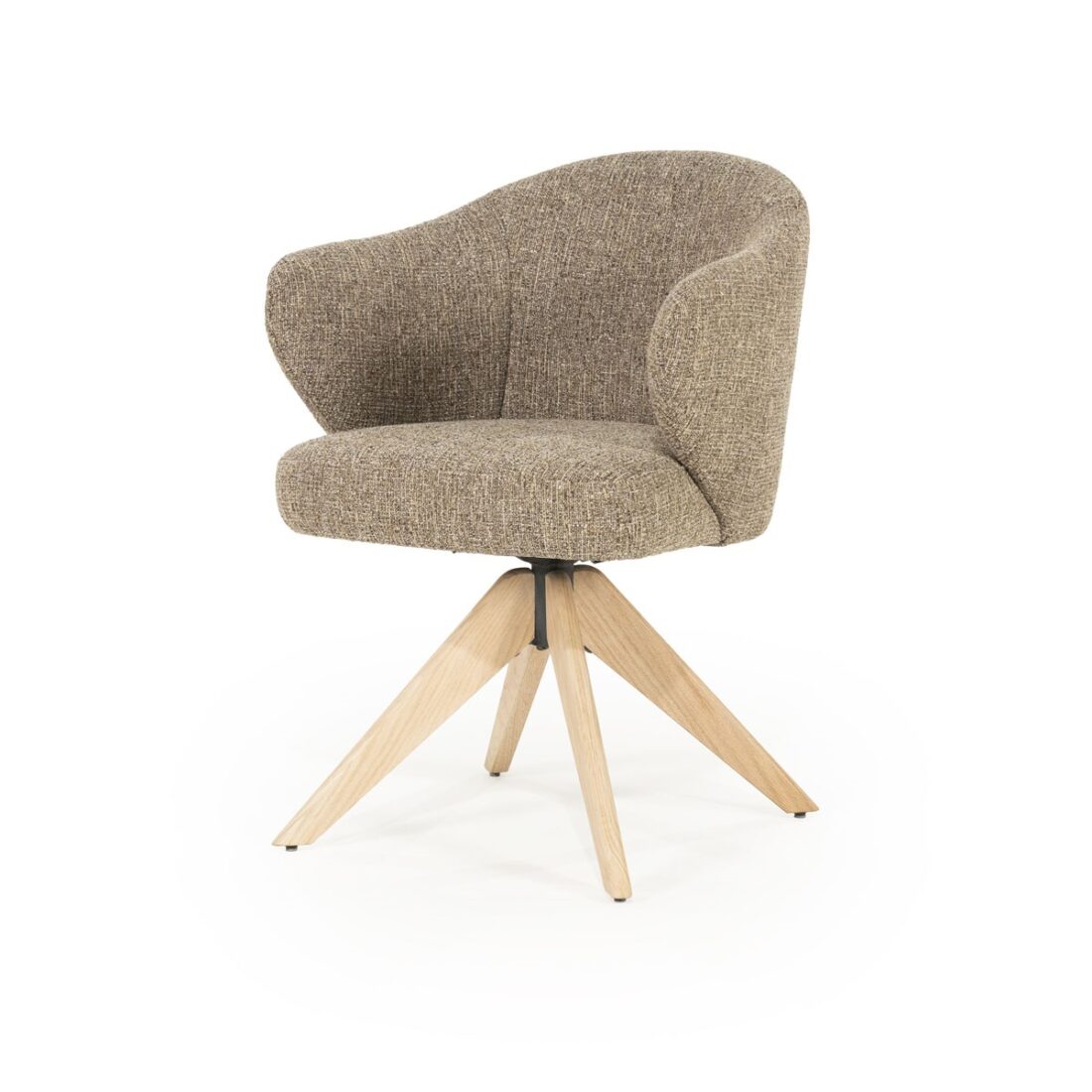 Eleonora Eetkamerstoel Connor draaibaar met arm bruin onderstel eiken