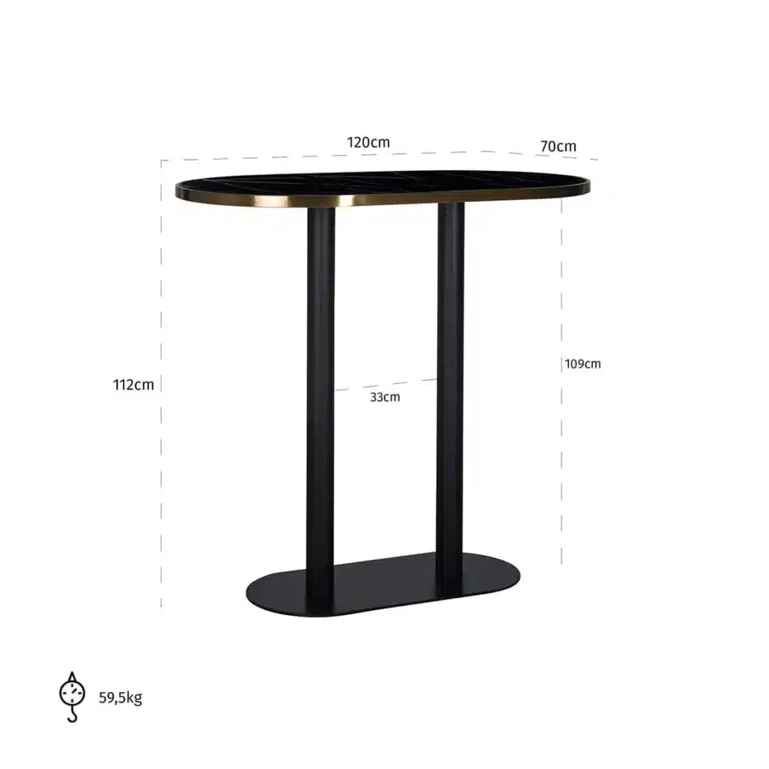 Opruiming Richmond Interiors Bartafel Zenza Ovaal 120 215 70 Cm Marmer