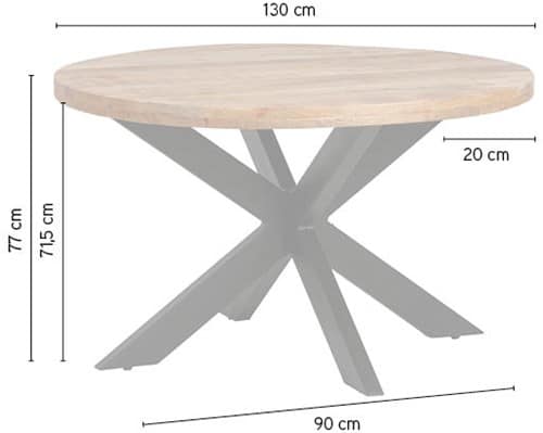 Afmeting 130 cm NijwieMySons Eetkamertafel rond Peru Rough Table Collection