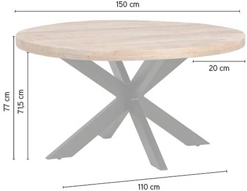 Afmeting 150 cm NijwieMySons Eetkamertafel rond Peru Rough Table Collection