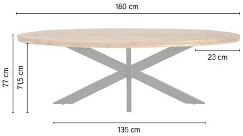 Afmeting 180 cm NijwieMySons Eetkamertafel ovaal Peru Rough Table Collection
