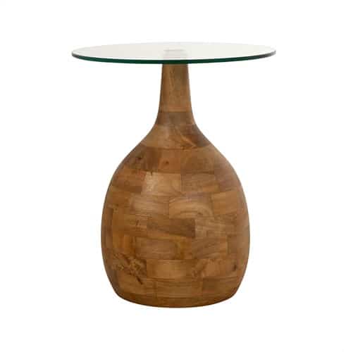 NijwieMySons Stella salontafel Ø40, H50, Smooth Natural, Clear glass - Couture Collection