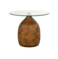 NijwieMySons Stella salontafel Ø50, H43, Smooth Natural, Clear glass - Couture Collection