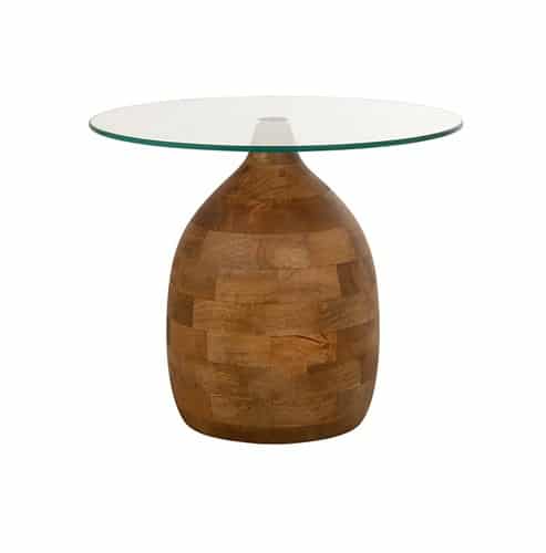 NijwieMySons Stella salontafel Ø50, H43, Smooth Natural, Clear glass - Couture Collection