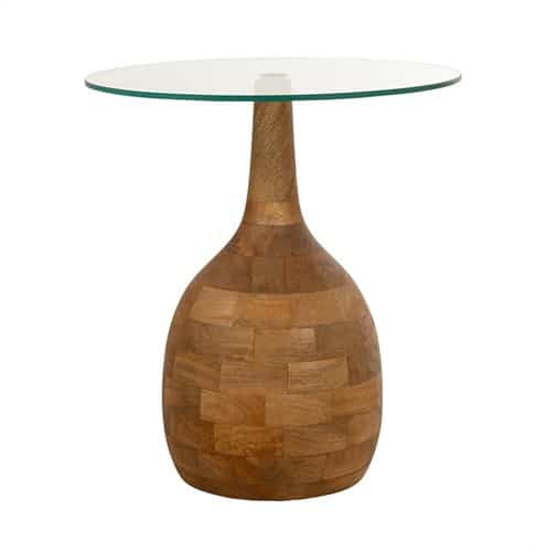NijwieMySons Stella salontafel Ø50, H55, Smooth Natural, Clear glass - Couture Collection