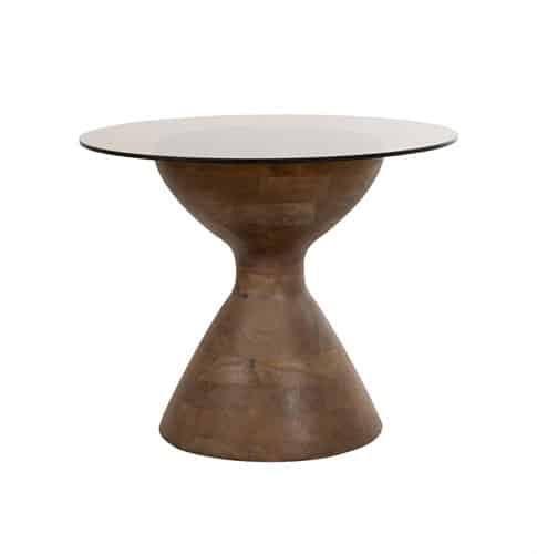 NijwieMySons Yves bijzettafel Ø57, H47, Mango Matt Walnut, Smoke glass - Couture Collection