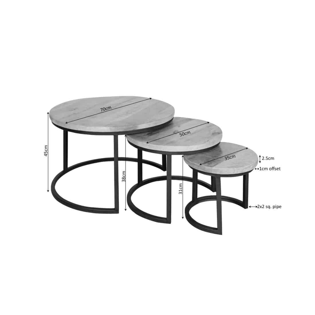 Starfurn Salontafel Denver 70 Cm Set Van 3