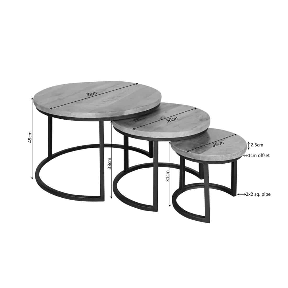 Starfurn Salontafel Denver 70 Cm Set Van 3
