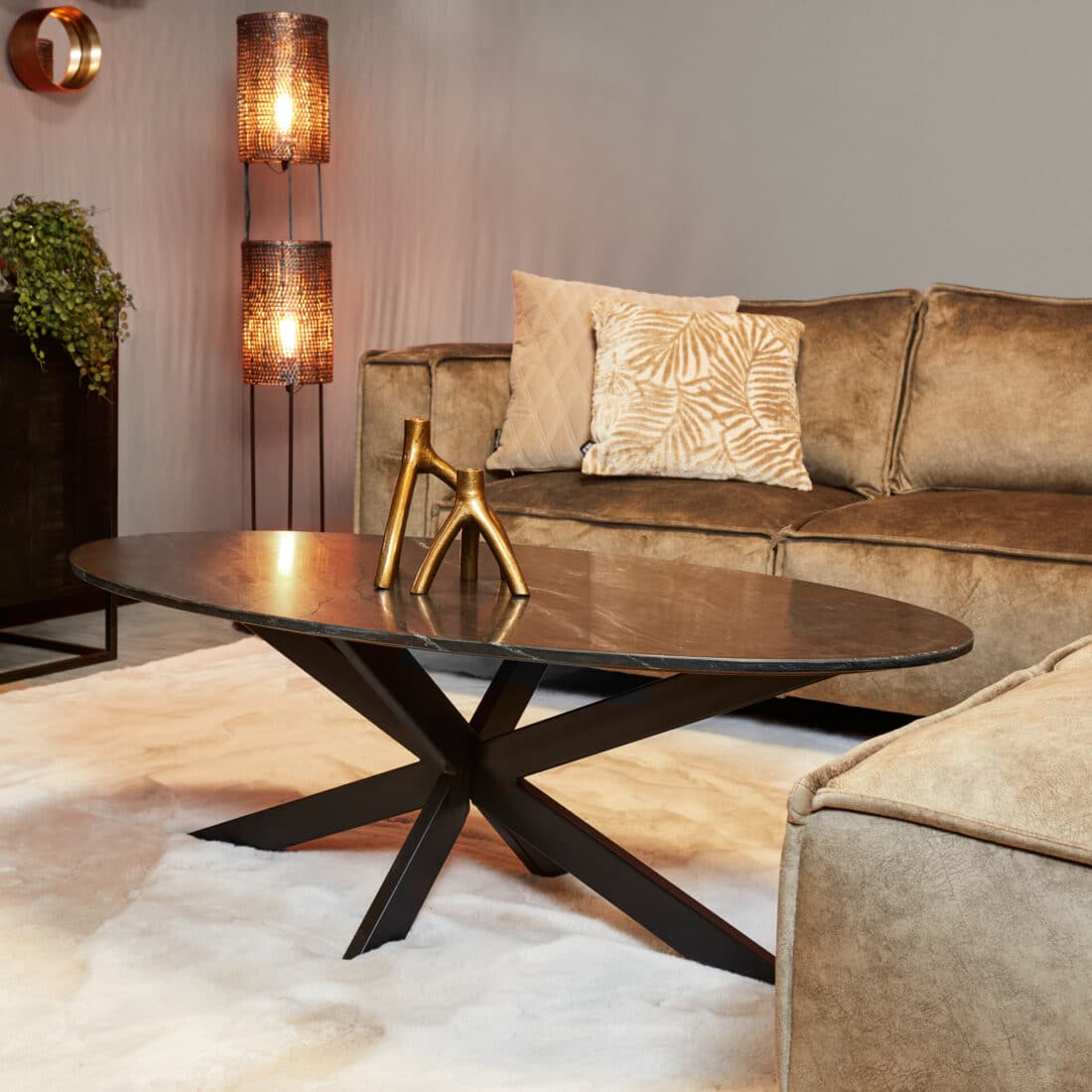Starfurn Salontafel Faye Black Marble 120 Cm Ovaal
