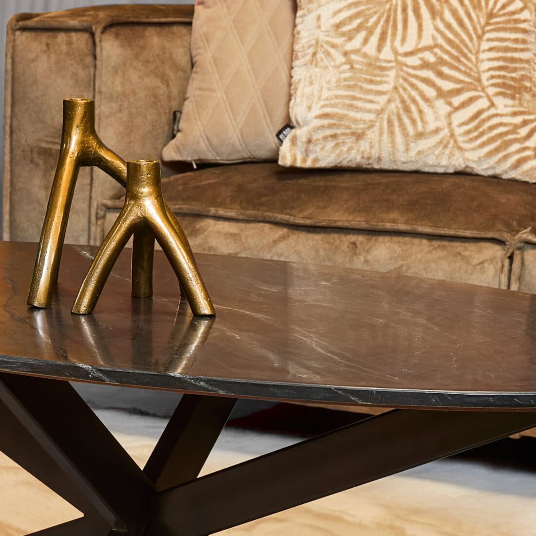 Starfurn Salontafel Faye Black Marble 120 Cm Ovaal