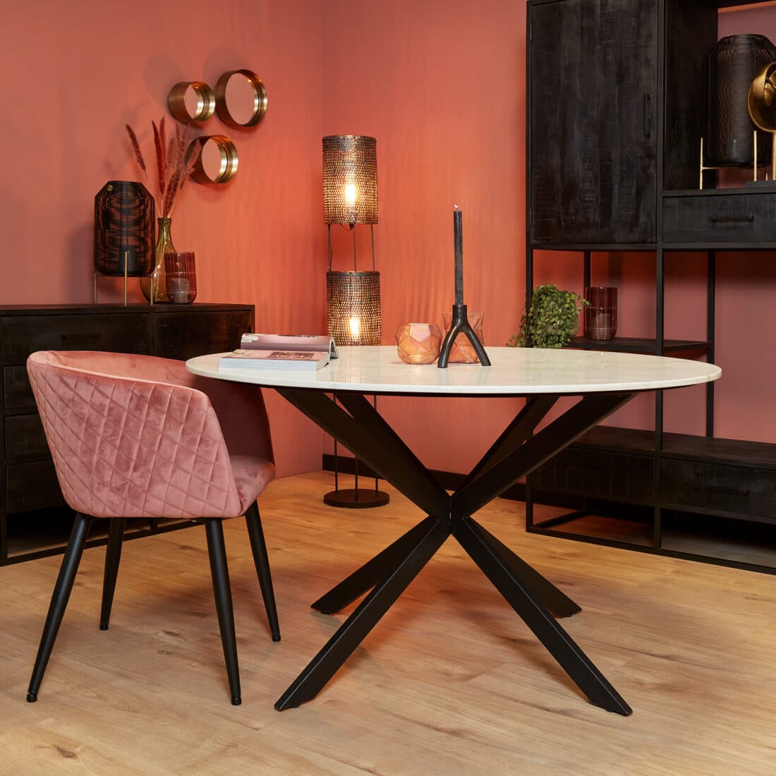 Starfurn Eettafel Lynn White marble 130 cm Rond