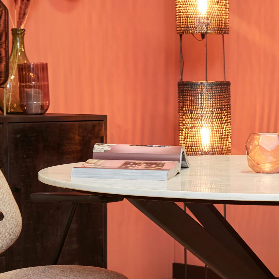 Starfurn Eettafel Lynn White Marble 130 Cm Rond