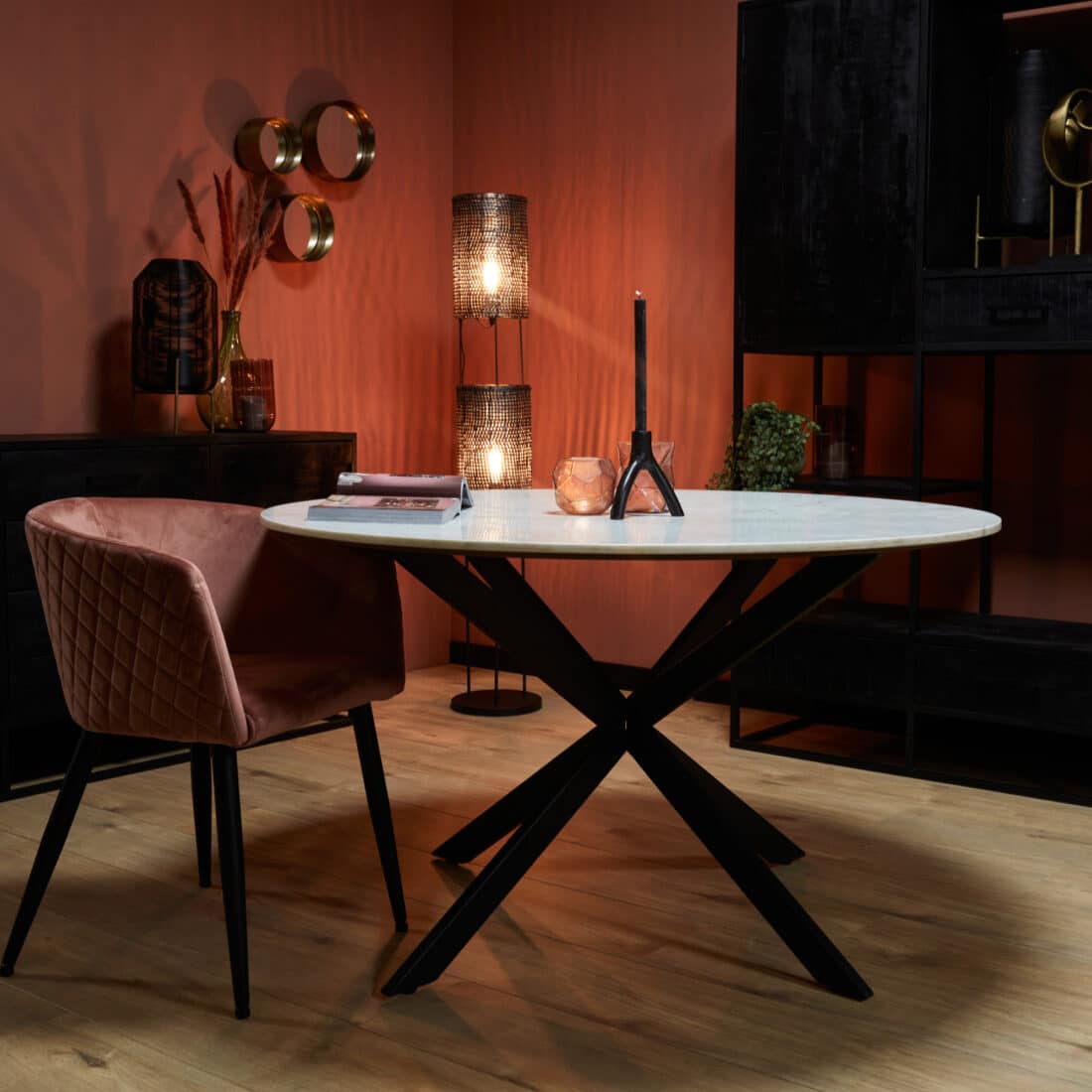 Starfurn Eettafel Lynn White Marble 130 Cm Rond