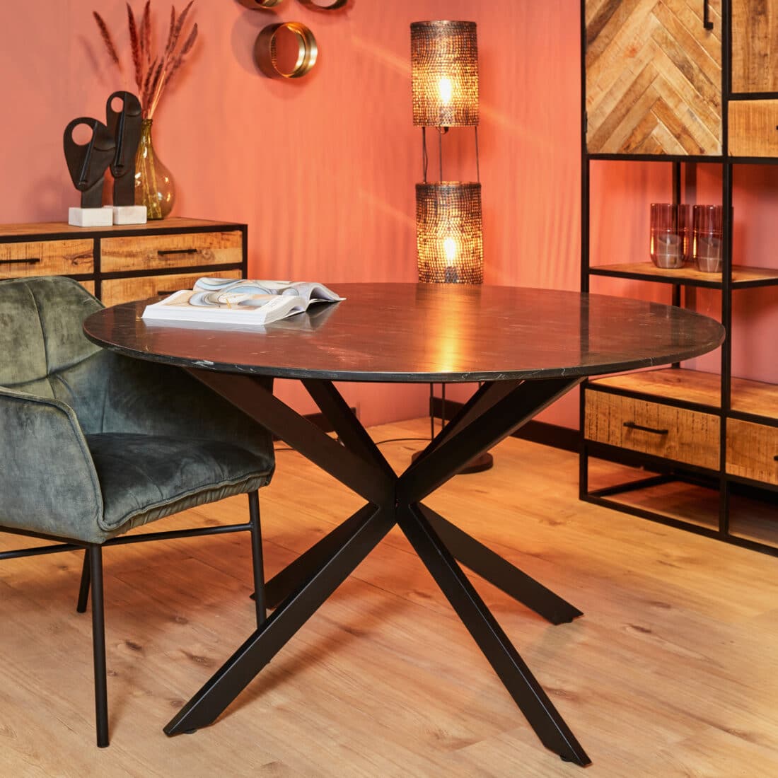 Starfurn Eettafel Lynn Black marble Rond
