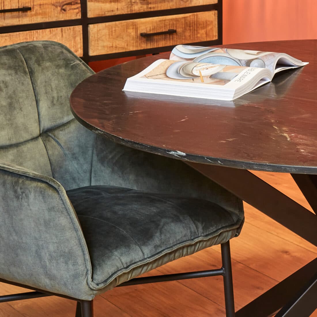 Starfurn Eettafel Lynn Black Marble 130 Cm Rond
