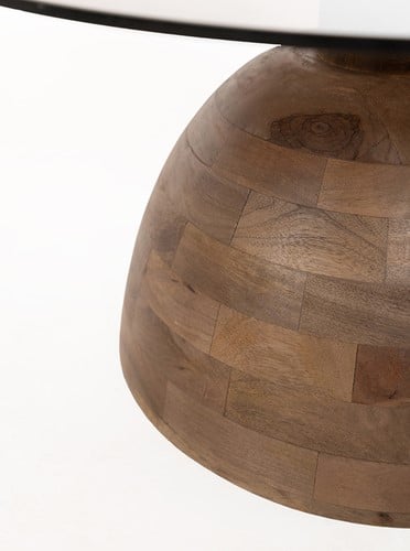 detailfoto NijwieMySons Christian salontafel Ø78, H42, Mango Matt Walnut, Smoke glass - Couture Collection