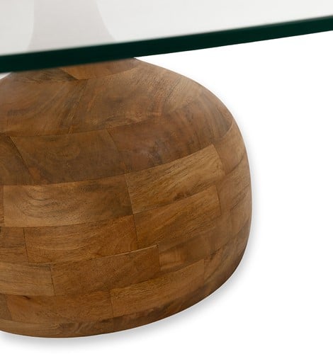 detailfoto NijwieMySons Stella salontafel Ø100, H35, Smooth Natural, Clear glass - Couture Collection