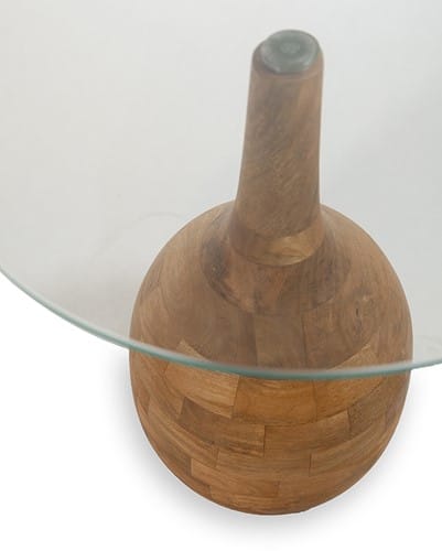 detailfoto NijwieMySons Stella salontafel Ø40, H50, Smooth Natural, Clear glass - Couture Collection