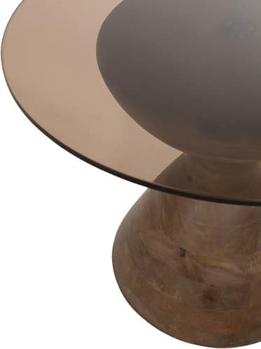 detailfoto NijwieMySons Yves bijzettafel Ø57, H47, Mango Matt Walnut, Smoke glass - Couture Collection
