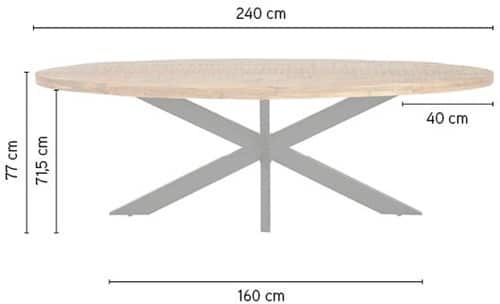 Afmeting 240 cm NijwieMySons Eetkamertafel ovaal Peru Rough Table Collection