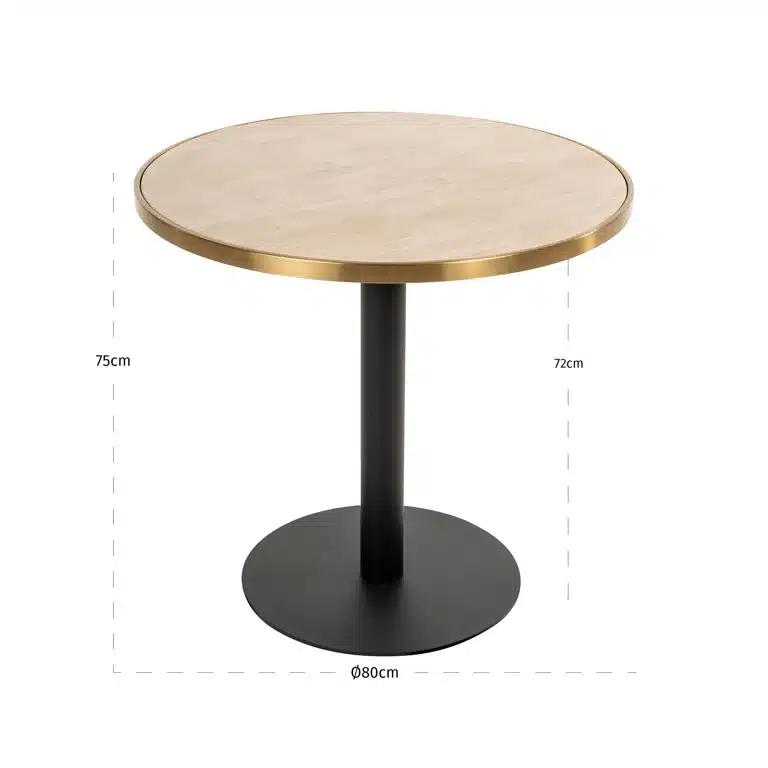 Afmetingen Richmond Interiors bartafel Brazza 80 cm imitatiemarmer