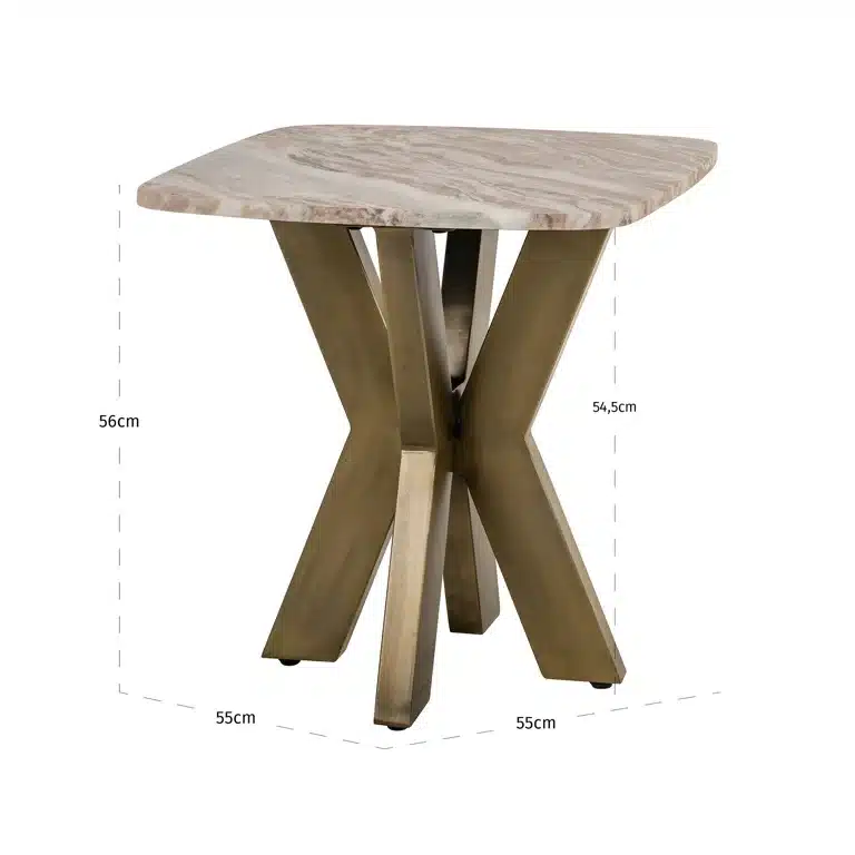 Afmetingen Richmond Interiors bijzettafel Bottega 55x55x56 cm marmer