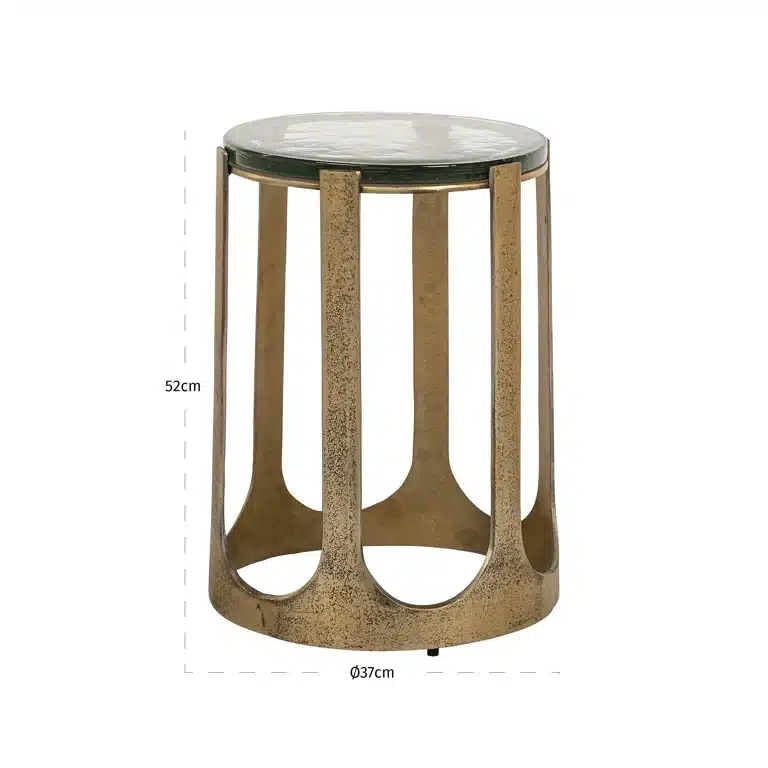 Afmetingen Richmond Interiors bijzettafel Rixo 37x37x52 cm aluminium goud