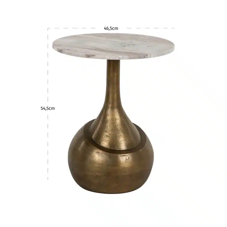 Afmetingen Richmond Interiors bijzettafel Sia 46,5x46,5x54,5 cm marmer