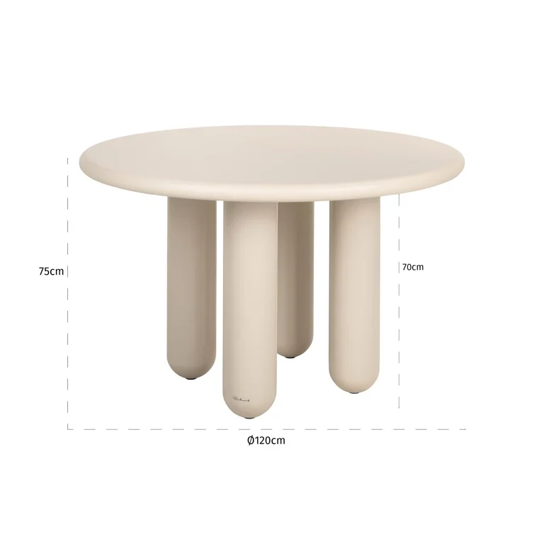 Afmetingen Richmond Interiors eettafel Calma 120x120x75 cm
