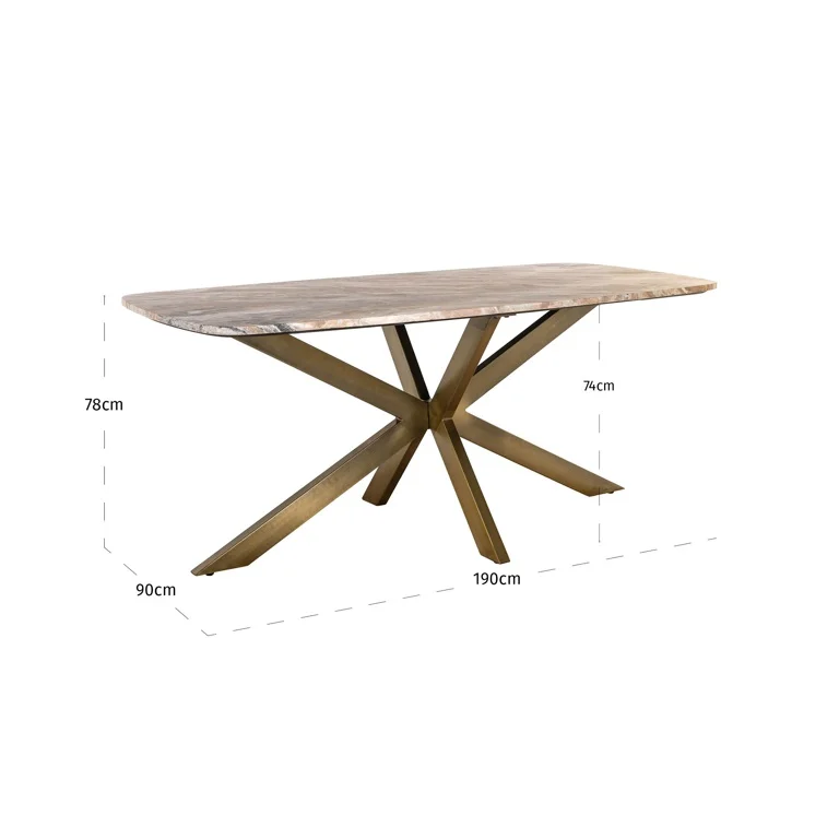 Afmetingen Richmond Interiors eettafel deens ovaal Bottega 190 cm marmer