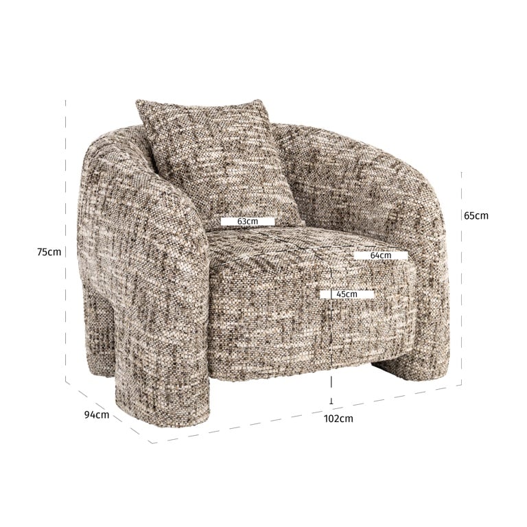 Afmetingen Richmond Interiors fauteuil Tuscany bruin