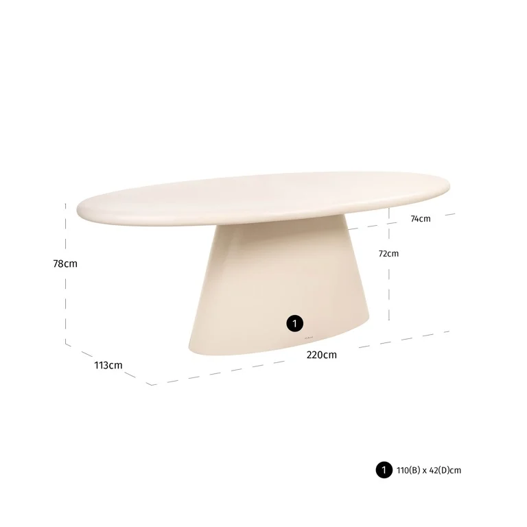 Richmond Interiors Indoor Outdoor Eettafel Urban Bloom 220 Cm Ovaal Sandstone