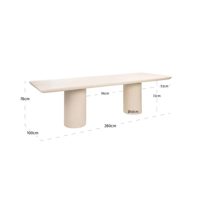 Richmond Interiors Indoor Outdoor Eettafel Urban Bloom 280 Cm Sandstone
