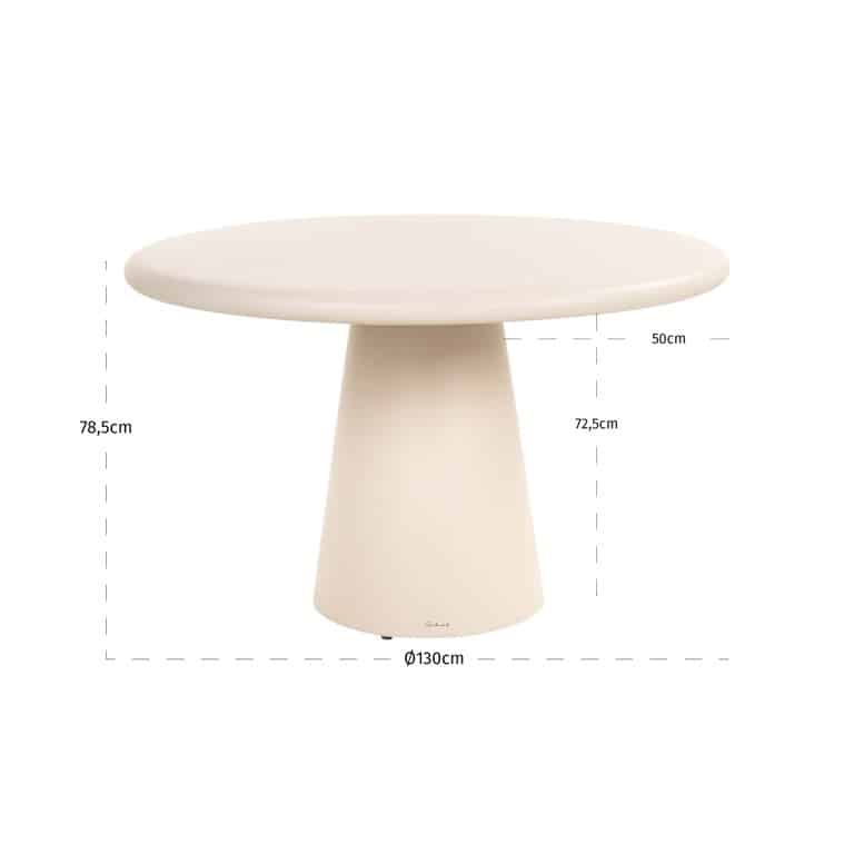 Afmetingen Richmond Interiors indooroutdoor eettafel Urban Bloom 130 cm rond sandstone