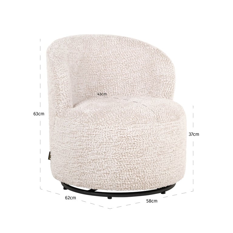 Afmetingen Richmond Interiors kinder draaifauteuil Jackie cream