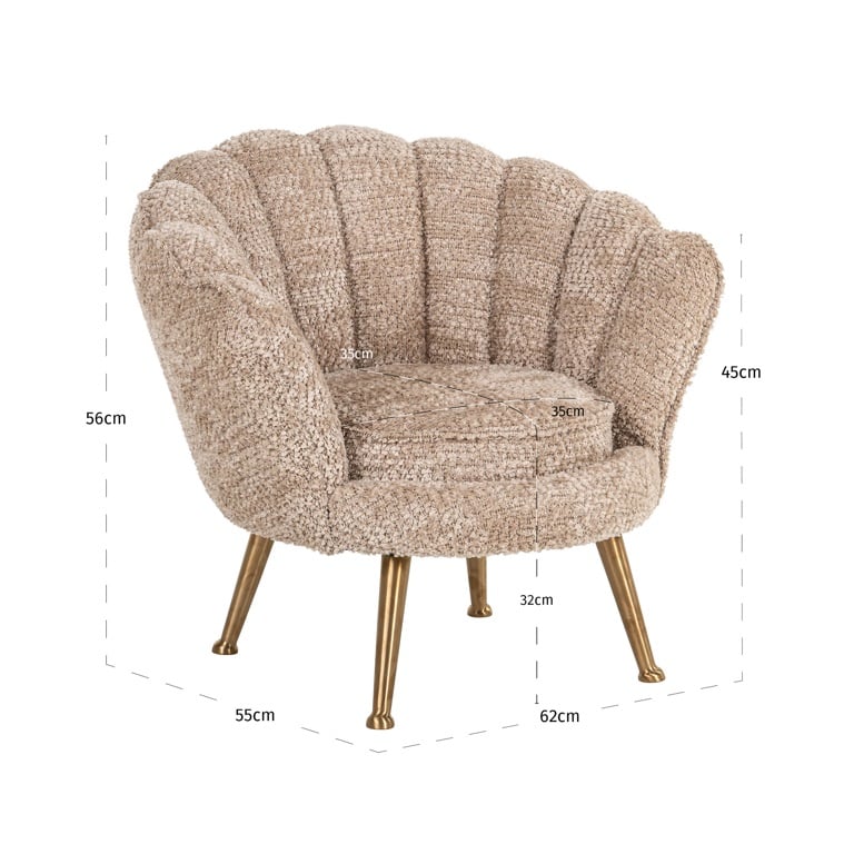 Afmetingen Richmond Interiors kinder fauteuil Charly beige