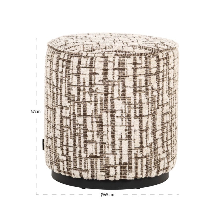 Afmetingen Richmond Interiors poef Lexie creme