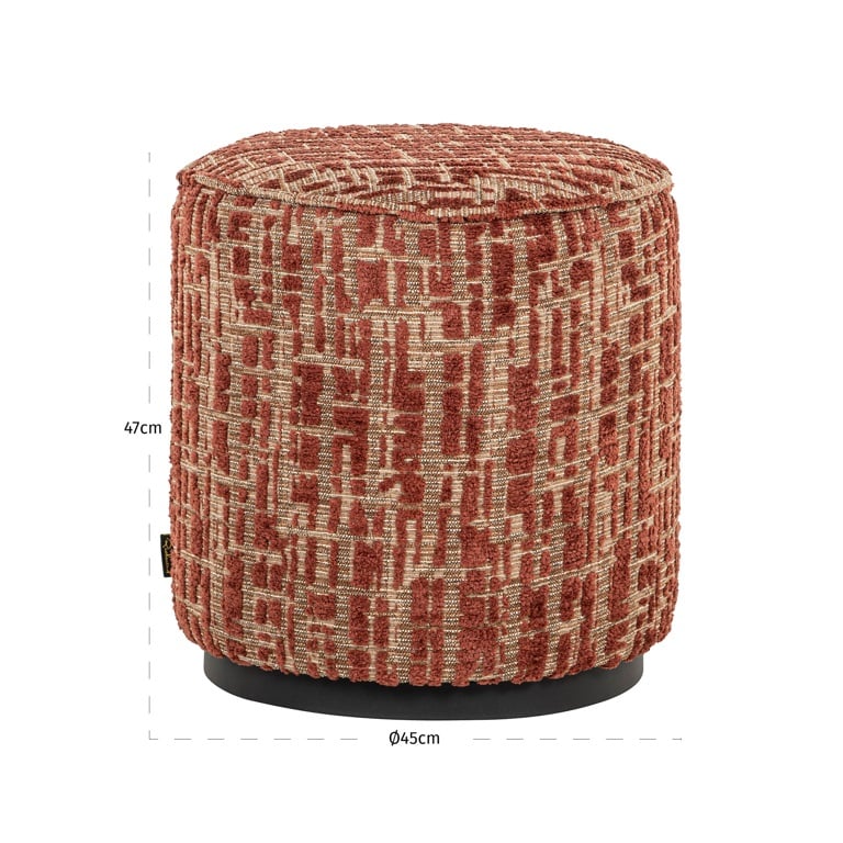 Afmetingen Richmond Interiors poef Lexie rood