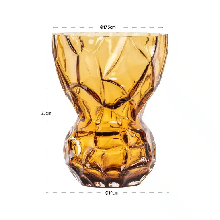 Afmetingen Richmond Interiors vaas 20x20x25 cm Mason klein glas amber