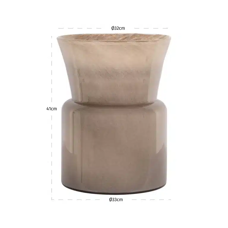 Afmetingen Richmond Interiors vaas 33x33x42 cm Milo glas taupe