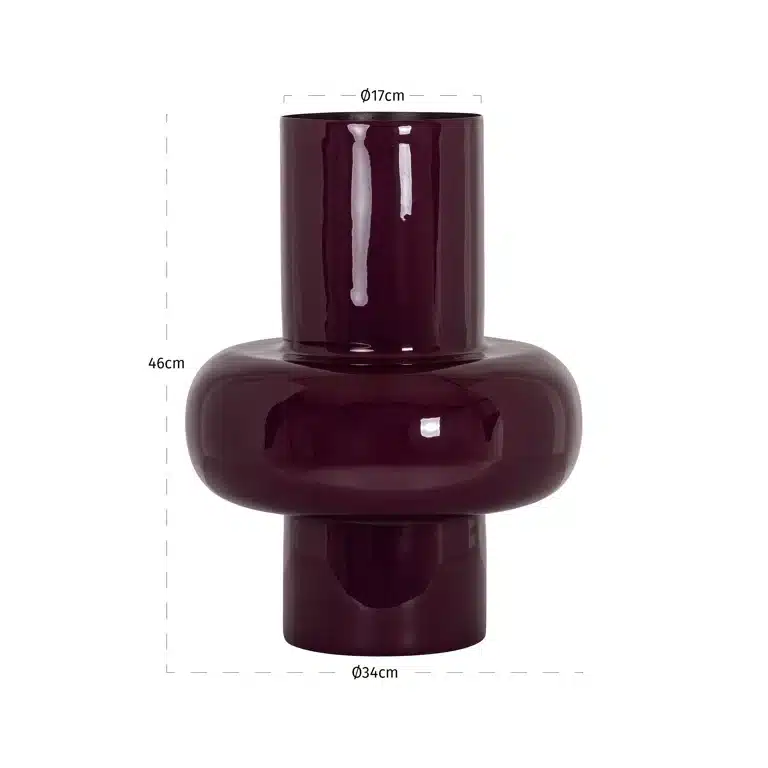 Afmetingen Richmond Interiors vaas 35x35x45 cm Ashlyn klein bordeauxrood