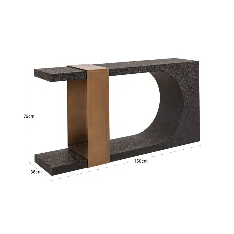 Afmetingen Richmond Interiors wandtafel Bazel 150x36x76 cm metaal