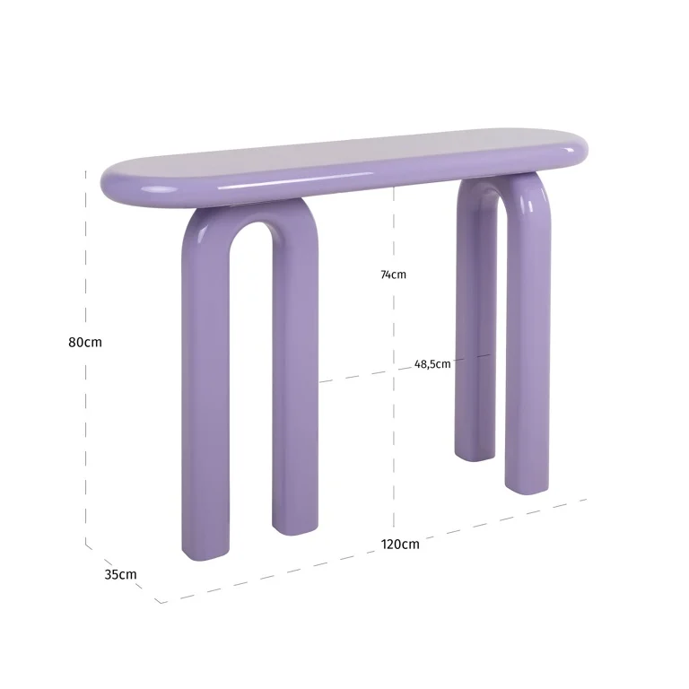 Afmetingen Richmond Interiors wandtafel Rascal 120x35x80 cm paars