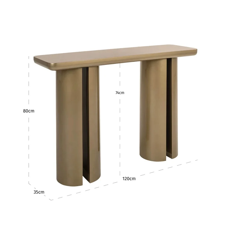 Afmetingen Richmond Interiors wandtafel Whisker 120x35x80 cm goud