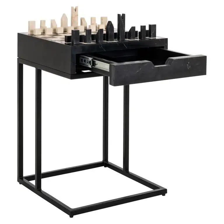 Open Richmond Interiors schaaktafel Davos 44x44x62 cm zwart